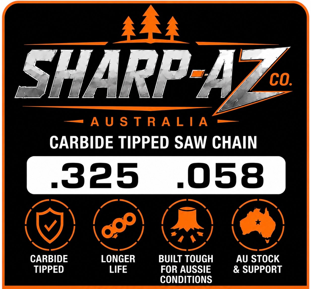 SHARP-AZ .325" .058" EXTREME Tungsten Carbide Chainsaw chain