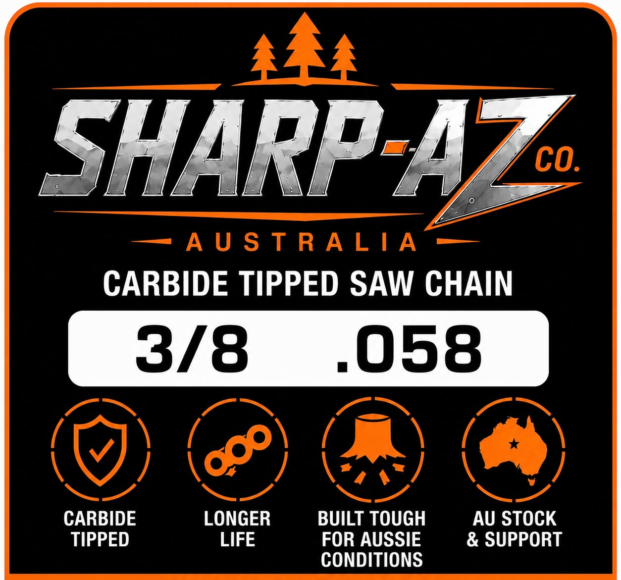 SHARP-AZ 3/8 .058 EXTREME Tungsten Carbide Chainsaw chain