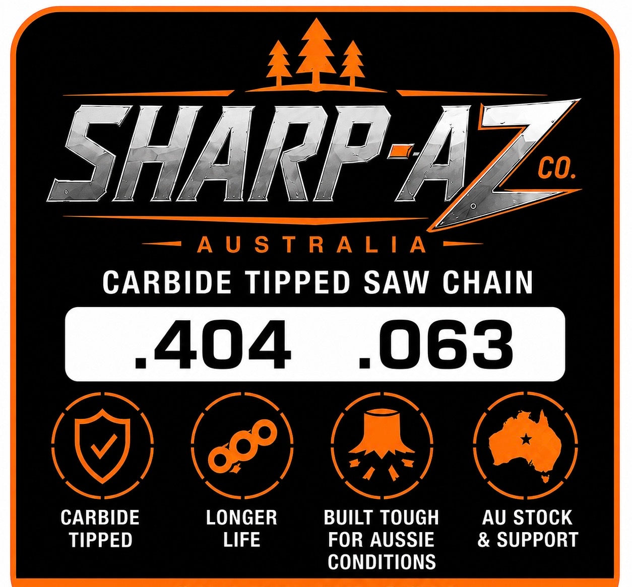 SHARP-AZ .404 .063" EXTREME Tungsten Carbide Chainsaw chain