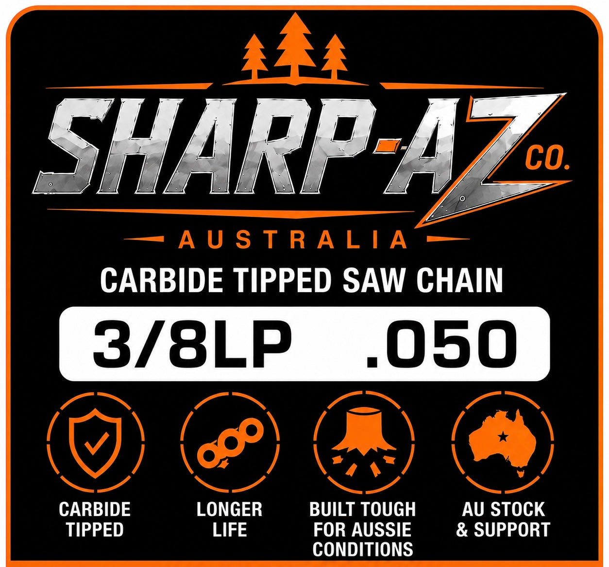 SHARP-AZ 3/8LP .050 EXTREME Tungsten Carbide Chainsaw chain